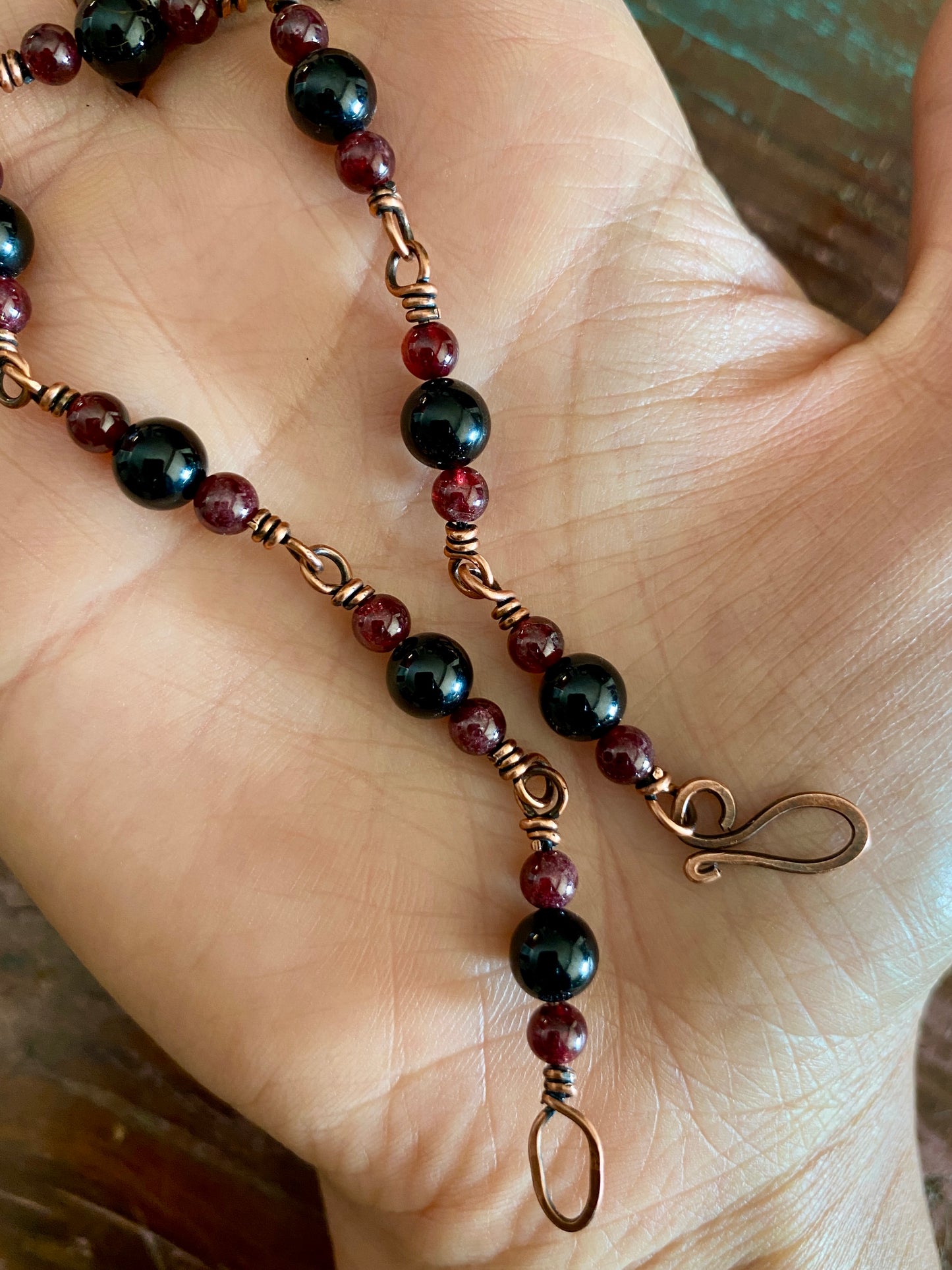 Black Tourmaline & Garnet Bracelet