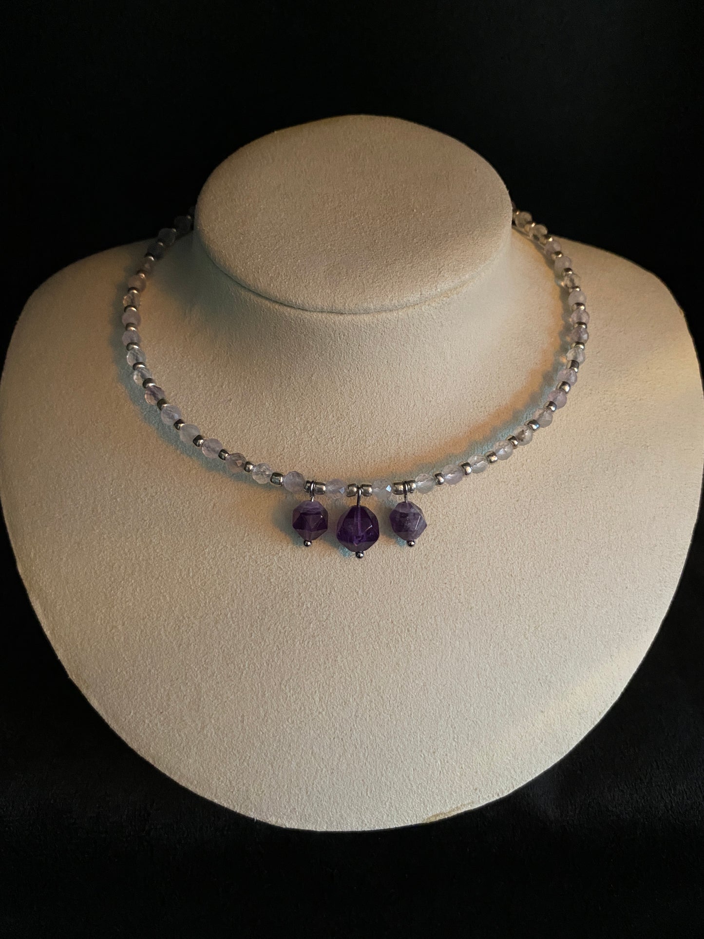 Triple Amethyst Bead Choker