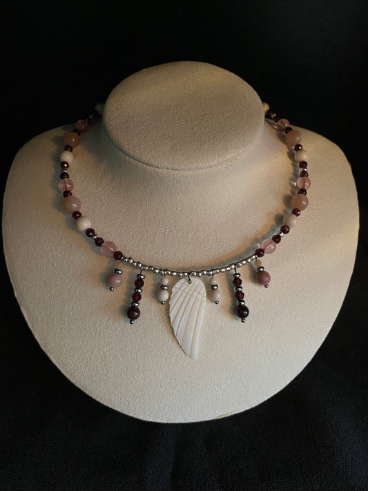 Mixed Crystal & Mother of Pearl Wing Choker